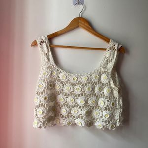 White Cute Crochet Top 🤍