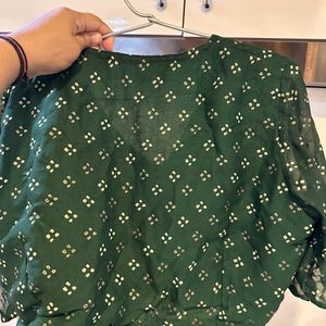 Green Bandhani Saree With Blouse