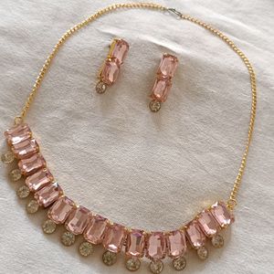 Pink Stone Necklace Set