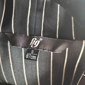 Black Striped Shirt With Tie Neck Style