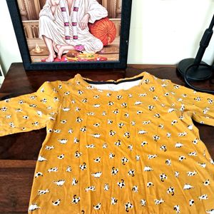 Branded Mustard Color Tshirt With CAT Design XS