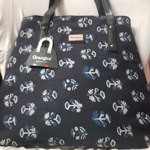 New Handblock Printed Indigo PuLeather Totebag 💙