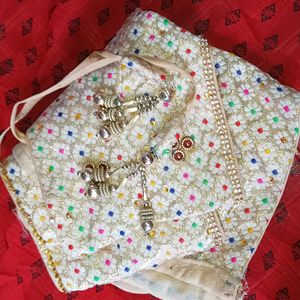 Hand Stitched BLOUSE golden With Multicolour Desig