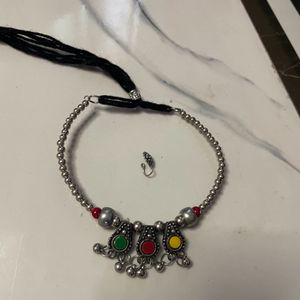 Choker With Nose Pin