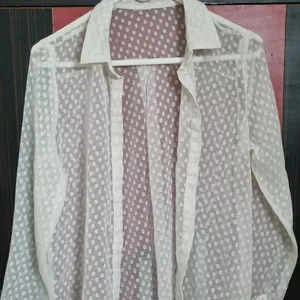 Stylish Dotted White Transparent Shirt