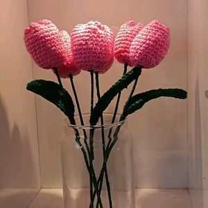 Set Of 6 Crochet Pink Tulips 🌷🩷With Freebie 💖