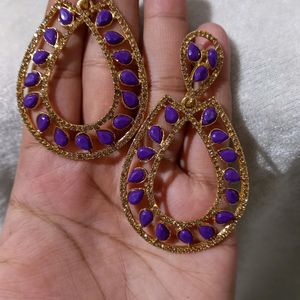 Party Purple And Golden Mix Earrings