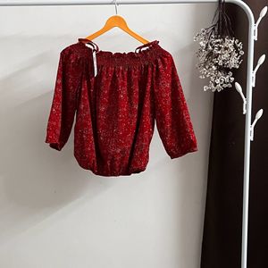 New Red Balloon Off Shoulder Top