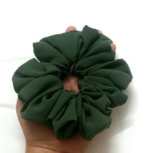 Dark Sage Green Fluffy Scrunchie