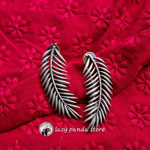 Coconut Leaf Silver Replica Studs