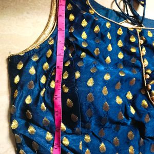 Pink Brocade Blouse+ Blue Designer Blouse+Sequence