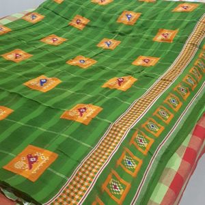 Beautiful Green Pure Cotton Saree