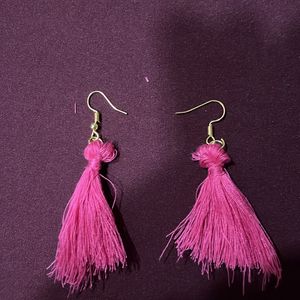 New Pink Silk Tassel Earrings