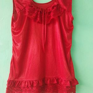 Hot Red 2 Pcs Night Dress