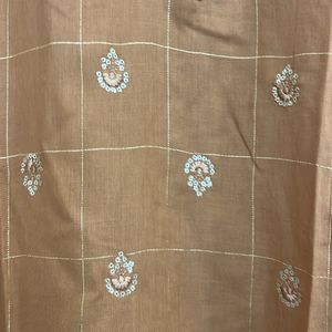 Brown Stylish Lurex Embroidery Kurta