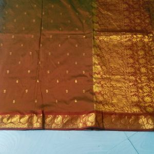 Maroon Two Shades Colour Pure Gadwal Saree