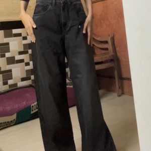 black charcoal wide legs flare jeans 🖤