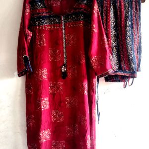 Beautiful Printed Maroon Kurta Set Size Issue