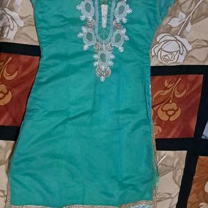 Sea Green  Net Kurti