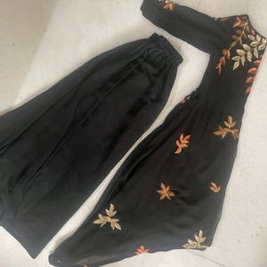 Black Embroided Kurti Lehnga Set