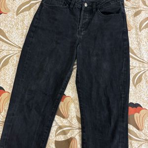 High Waist Charcoal Mom Fit Denim