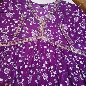 Women Kurta Pant Dupatta Set Purple