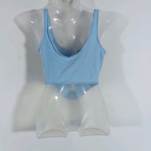 Light Blue Plain Casual Corset Top (Women)