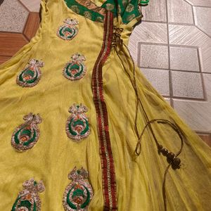 Yellow Embroidered Long Kurti