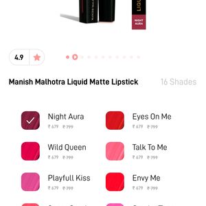 Only Today Offer 🔥🥳Manish Malhotra Liquid Lipstic