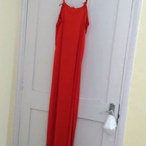 Hot Red Night Dress With Side Knee Slit