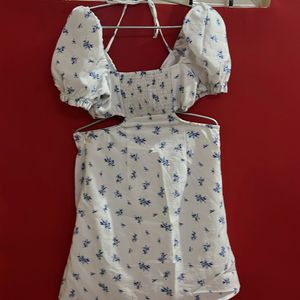 H&M White Blue Dress -XS SIZE