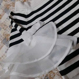 Off Shoulder Black And White Strip Top