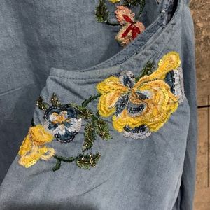 Zara Denim cotton Embroidered dress