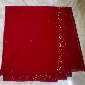 Synthetic Georgette Red Colour Sequence Saree