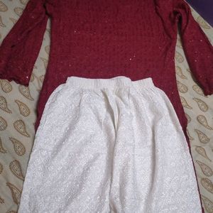 Maroon Kurta With Plazo