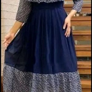 Women Fit And Flare Nevy Blue Floral Dress