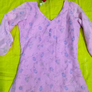 Baby Pink A Line Kurti