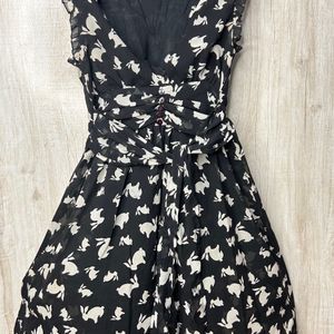 Black Soft Georgette Drees In Floral Print