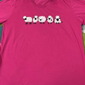 Women T-shirt Pink Colour