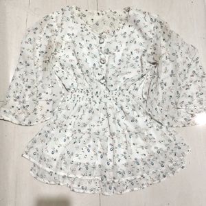 White Floral Top For Women