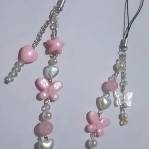 Combo Of 2 Cute Pink Butterfly Mobile Charm