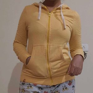 Yellow Zipper Hoodie For Women