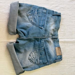 Blue Denim Folded Shorts