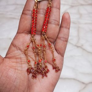 Red Colour Long Earrings