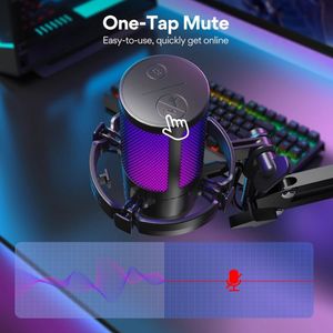 Condenser Mic with Boom Arm Quick Mute, RGB Light