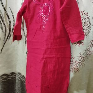 Mirror And Embroidery Red Elegant Design Kurta.