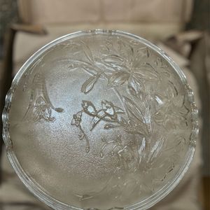 3 Unused Floral Transparent Glass Plates