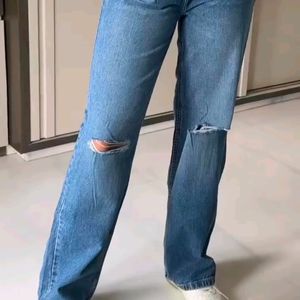 Ripped Straight Fit Jeans For Women