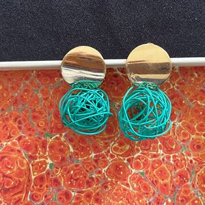 Sea Green Wired Design Earrings