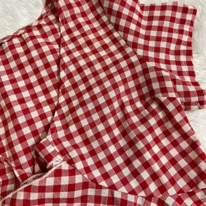 Shein Red Gingham Top